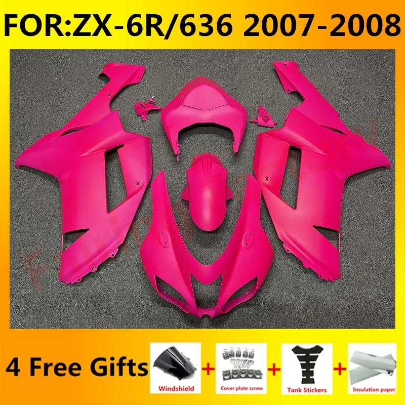 

Motorcycle Injection mold Fairings Kit fit for Ninja ZX-6R 2007 2008 ZX6R zx 6r 636 07 08 bodywork full fairing set pink