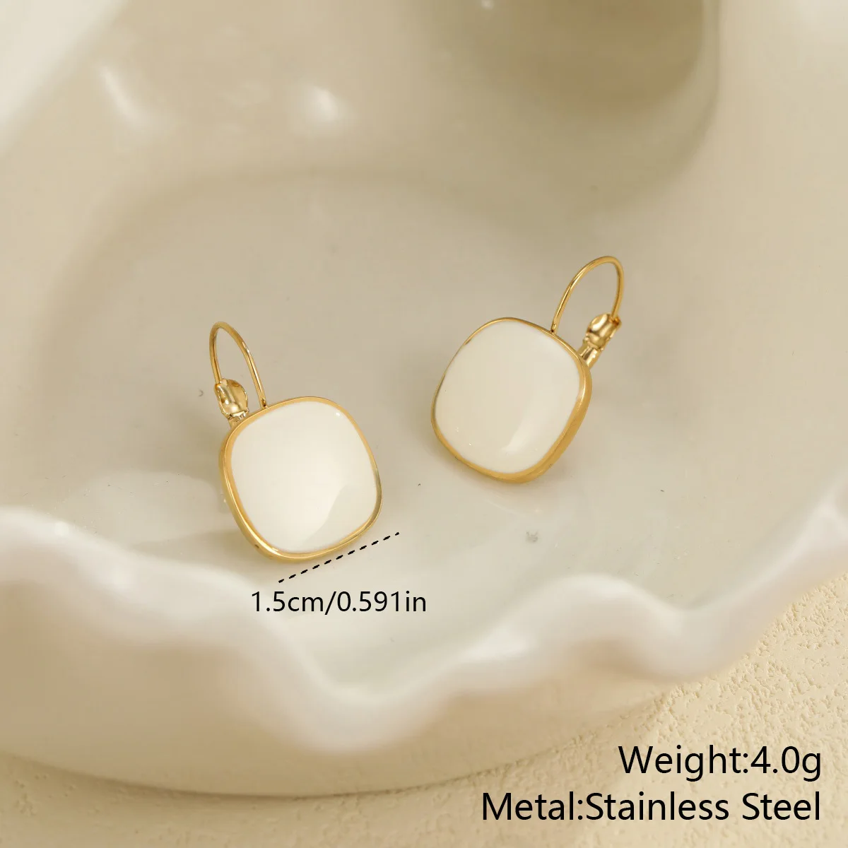 Joyful Candy Multicolor Enamel Square Hoop Earrings 18K Golden Plated Stainless Steel Spring Summer Jewelry Waterproof