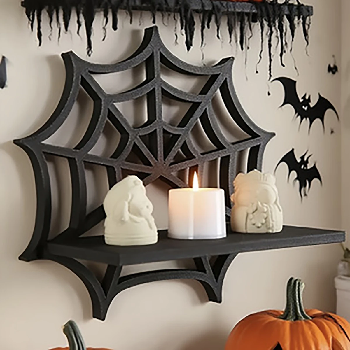 Gothic-Stil Wandregal in Spinnennetz-Form für den grenzüberschreitenden Handel, Heimdekoration im Gothic-Stil, geeignet für die Aufbewahrung und Präsentation kleiner Gegenstände