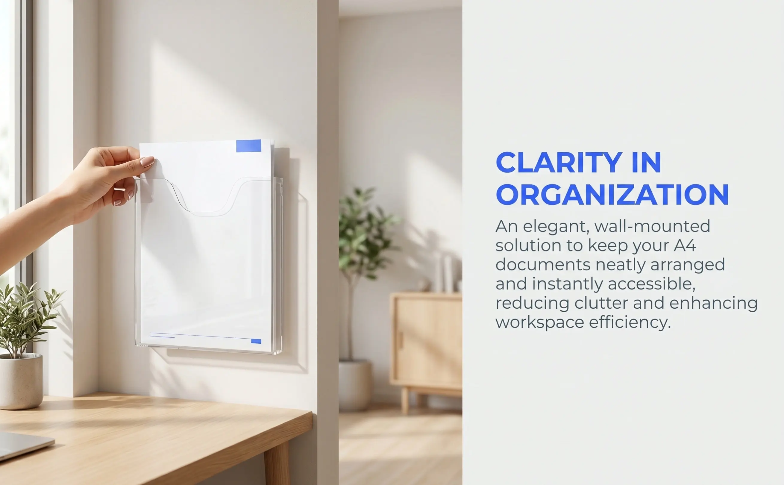 2Pcs Wall Mounted Clear Acrylic Document Holder Vertical File Organizer Magazine Rack Office Home Letter Paper Folder Stand