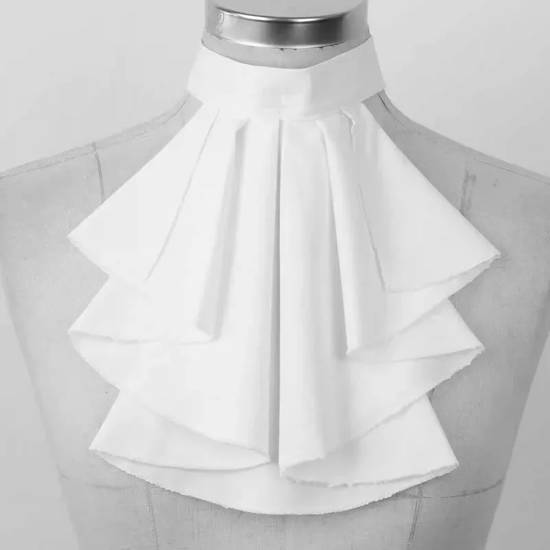 

Винтажный викторианский галстук-жабо, шифоновый средневековый благородный искусственный воротник, элегантный белый оборки, колониальный съемный галстук эпохи Возрождения