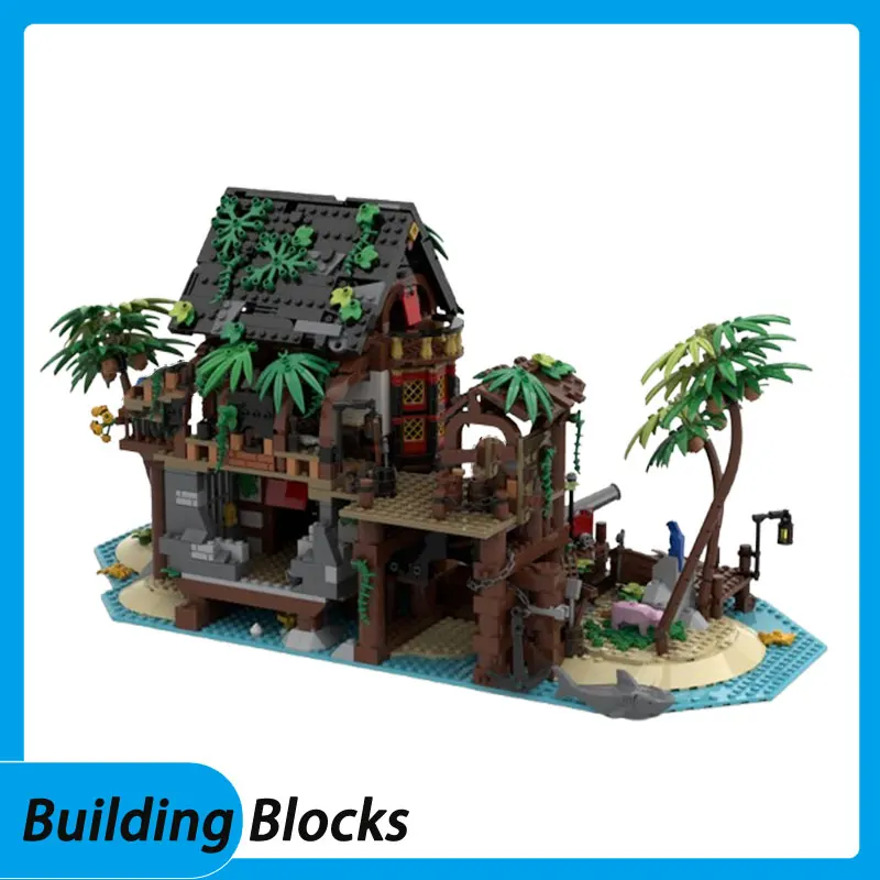 

Индивидуальные MOC Pirate Series Island Tavern и модель корабля, строительные блоки, технологические кирпичи, сделай сам, креативная сборка, детские игрушки, подарок