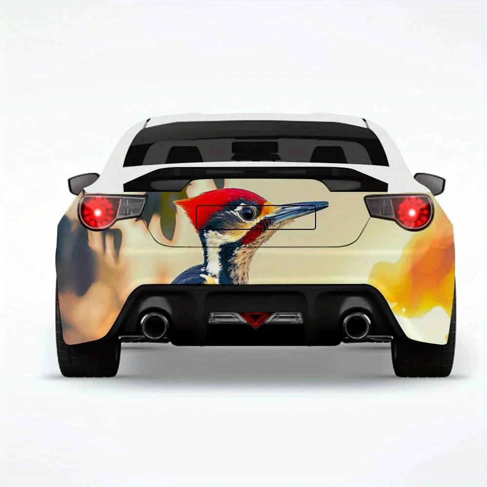 

Наклейка на автомобиль «Закат и дятел», виниловая наклейка на заднюю часть автомобиля, водонепроницаемые самоклеящиеся виниловые наклейки для хвоста и бампера автомобиля