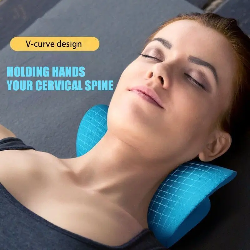 Almohada de masaje para alivio del dolor Cervical, dispositivo de tracción quiropráctica, relajante para cuello y hombros