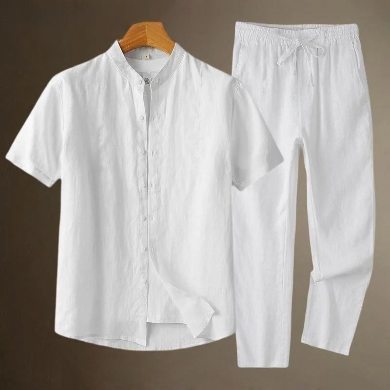 White (stand collar short sleeves) i