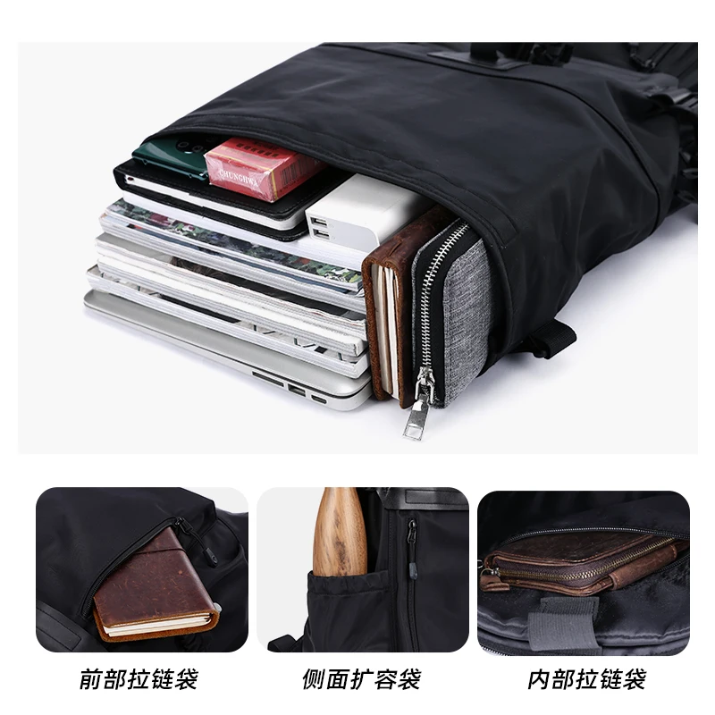 Small Backpack Men Waterproof Rolltop Laptop Compartment Anti Theft Travel Bag Male Mochilas Casual Commute Rucksack
