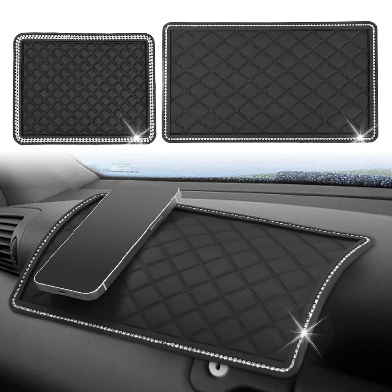 Car Dashboard Anti-Slip Mat Diamond Decoration Auto Interior Pad for Phone Key Sunglass Storage Organizers Accessories