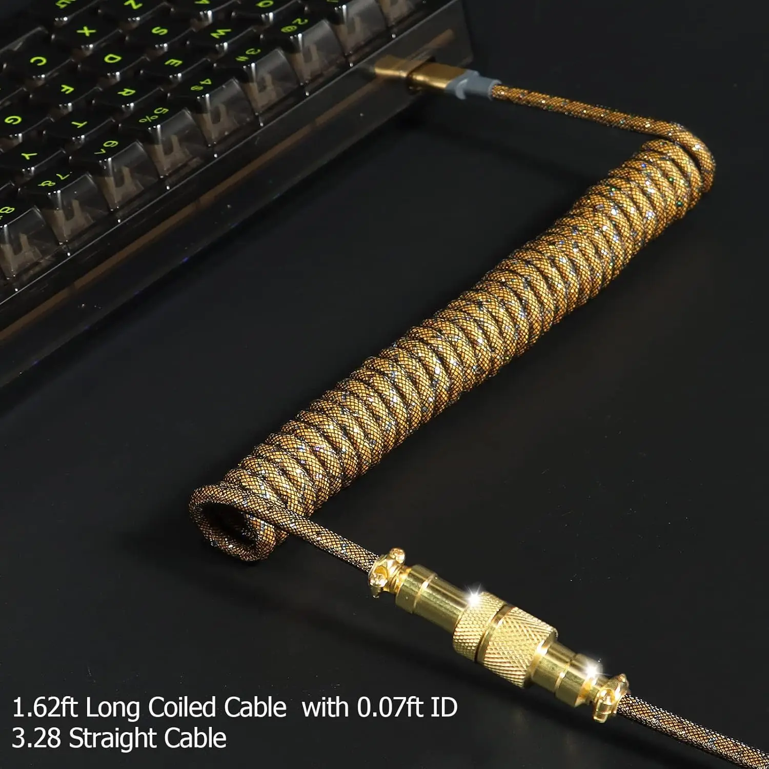 ATTACK SHARK * MAMBASNAKE C03 Coiled USB C Cable for Gaming Keyboard, Nylon Braided Mechanical Keyboard Cable, Double-Sleeved