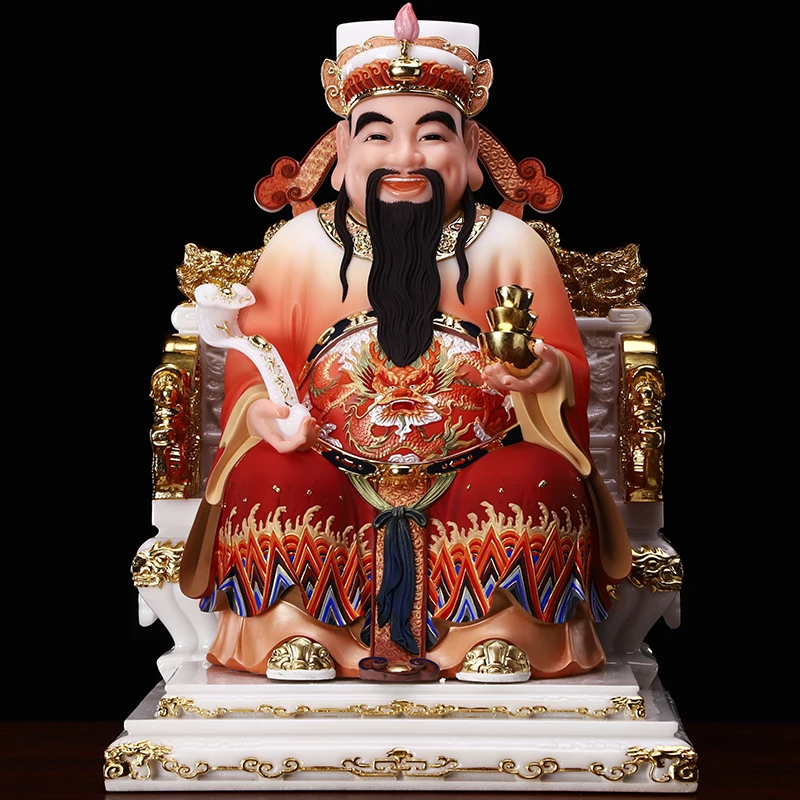 Asia HOME Alter Temple High grade jade God of wealth CAI SHEN YE statue shop company bring money GOOD luck FENG SHUI