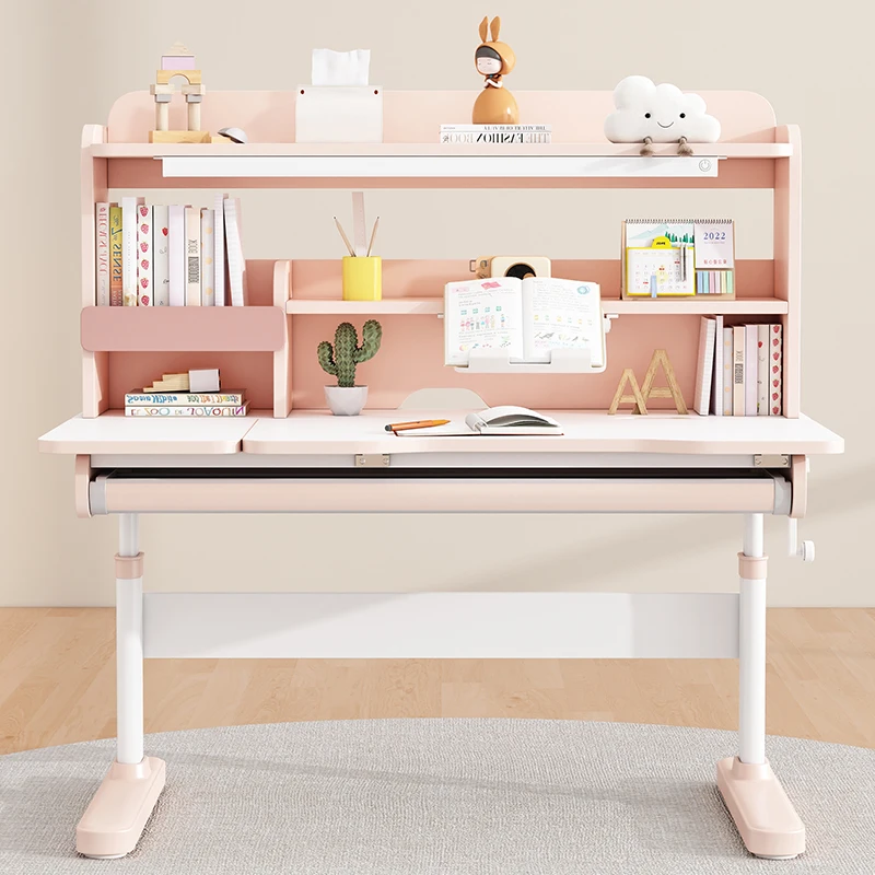 Ergonomic Kids Study Desk Adjustable Height with Bookshelf for Healthy Learning