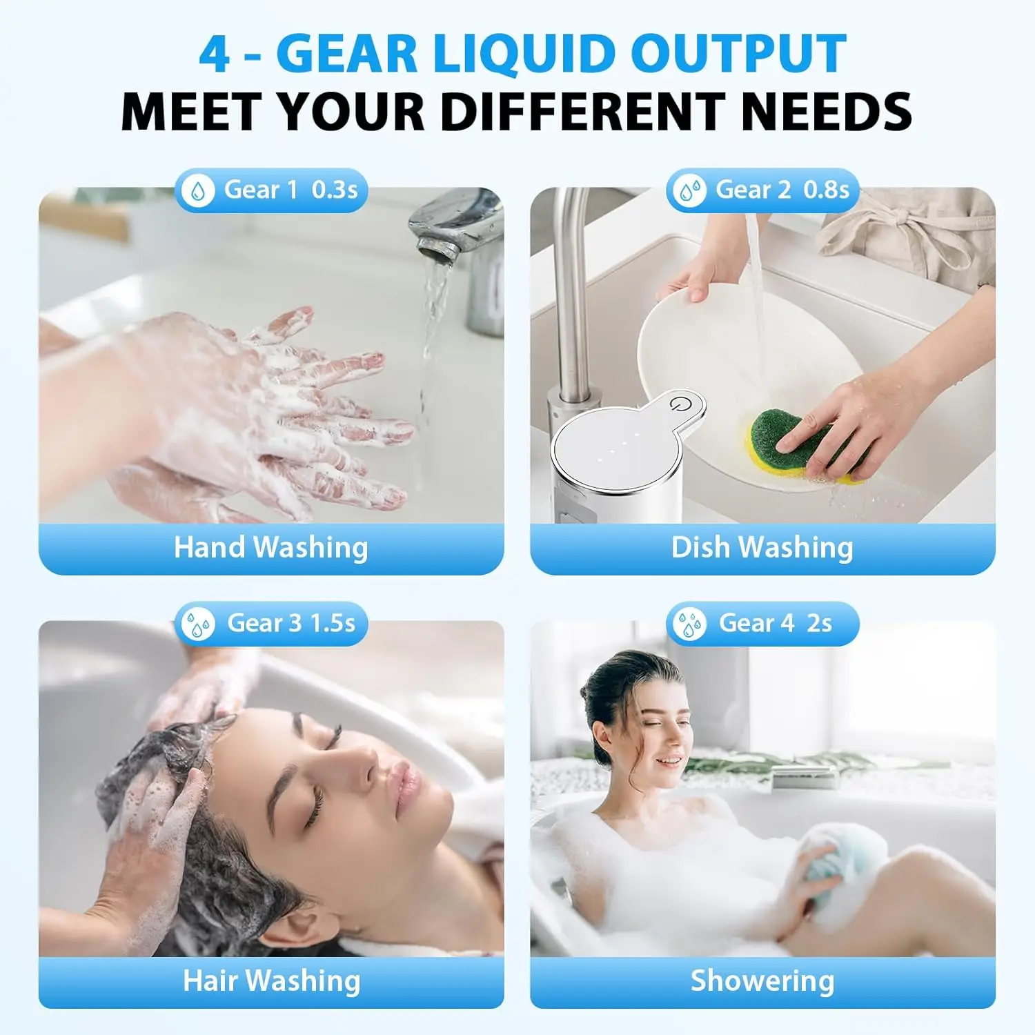 New 380ml Capacity Low Noise Light Display 4-Levels Adjustable Foam/Liquid Modes Electric Automatic Smart Sense Soap Dispenser view 3