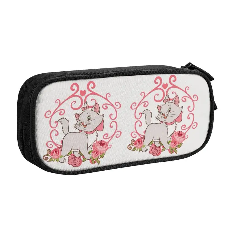 Custom Marie Cat Rose Pencil Case for Boy Girl Big Capacity Pen Box Bag School Accessories