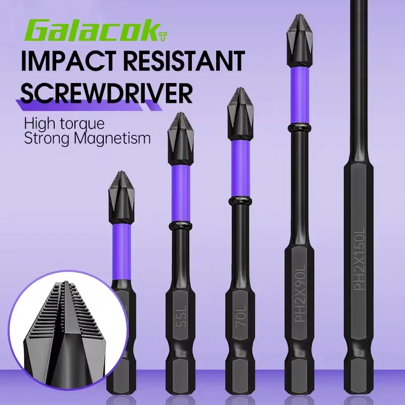 

Magnetic Impact Phillips Bit Anti-Slip Long Screwdriver Bit Set Hex Shank Cross Impact Driver Bit for Power Drilling