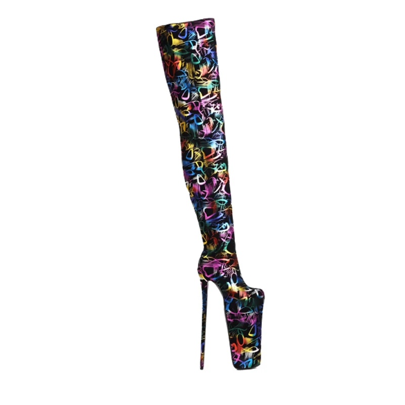 Graffiti Print Extreme Platform Over The Knee Boots Woman Winter 2026 Super High Heel Nightclub Party Long Boots 30Cm Heels