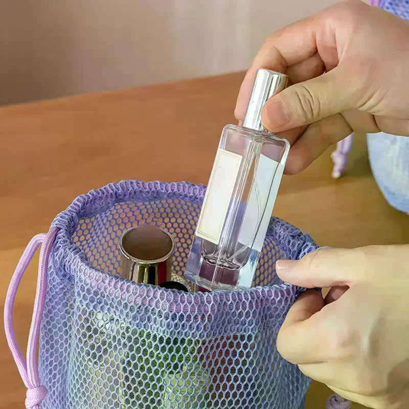 Mesh Drawstring Storage Pouch Multi-Purpose Travel Bag For Digital Products Makeup Cosmetic Organizer Outdoor Nylon