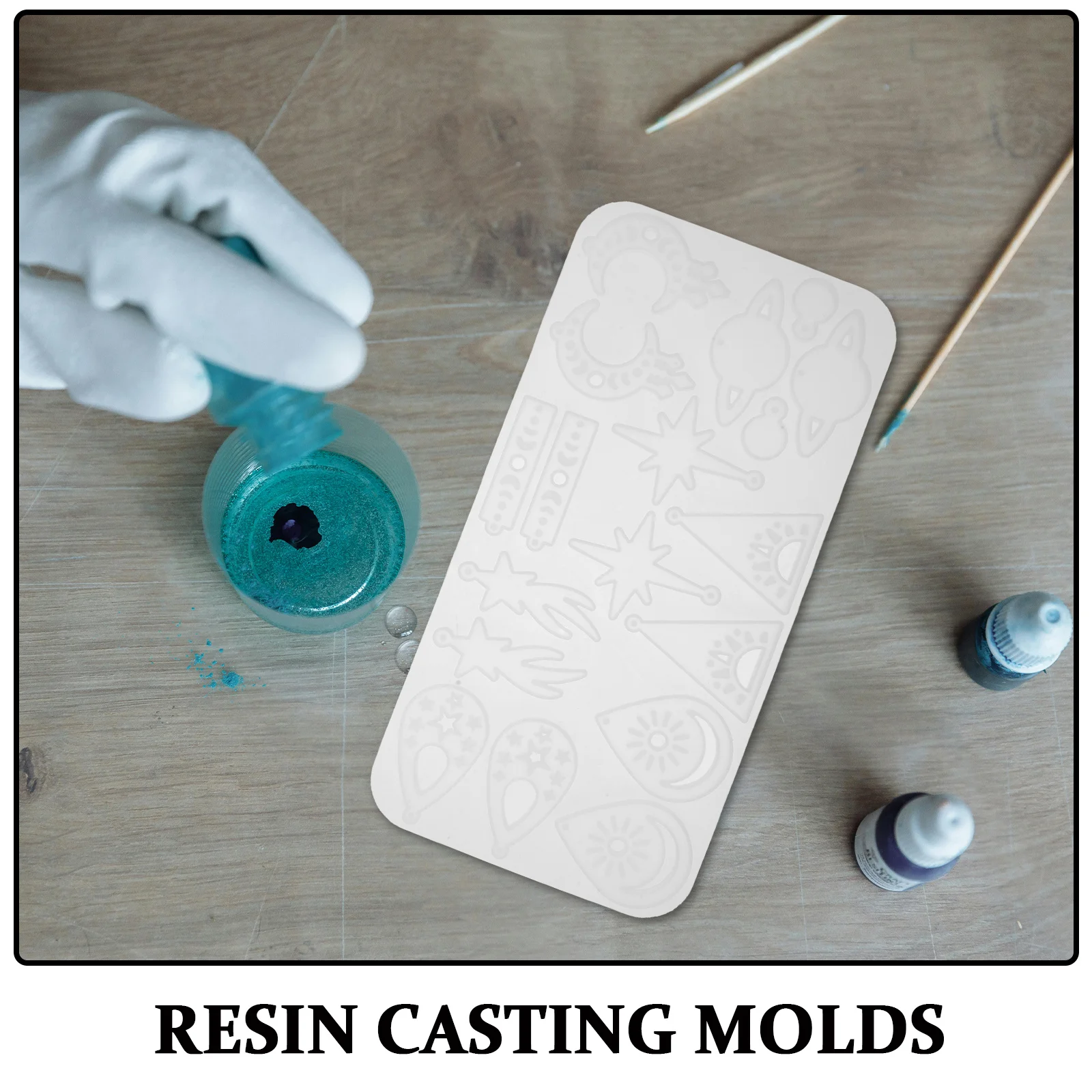 قوالب الراتنج القرط لتقوم بها بنفسك قوالب قلادة سيليكون هندسية نجمة القمر شكل المفاتيح الحرفية الراتنج قوالب الصب مجوهرات سيليكون #4