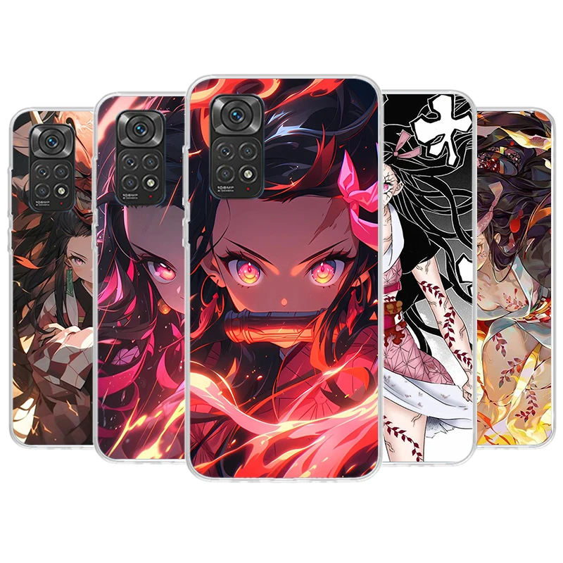 Чехол для телефона Nezuko Demon Slayer для Xiaomi Redmi Note 13 12 12S 11 11S 10 10S 9 9S 11T 11E Pro Plus 8 8T 7 + чехол