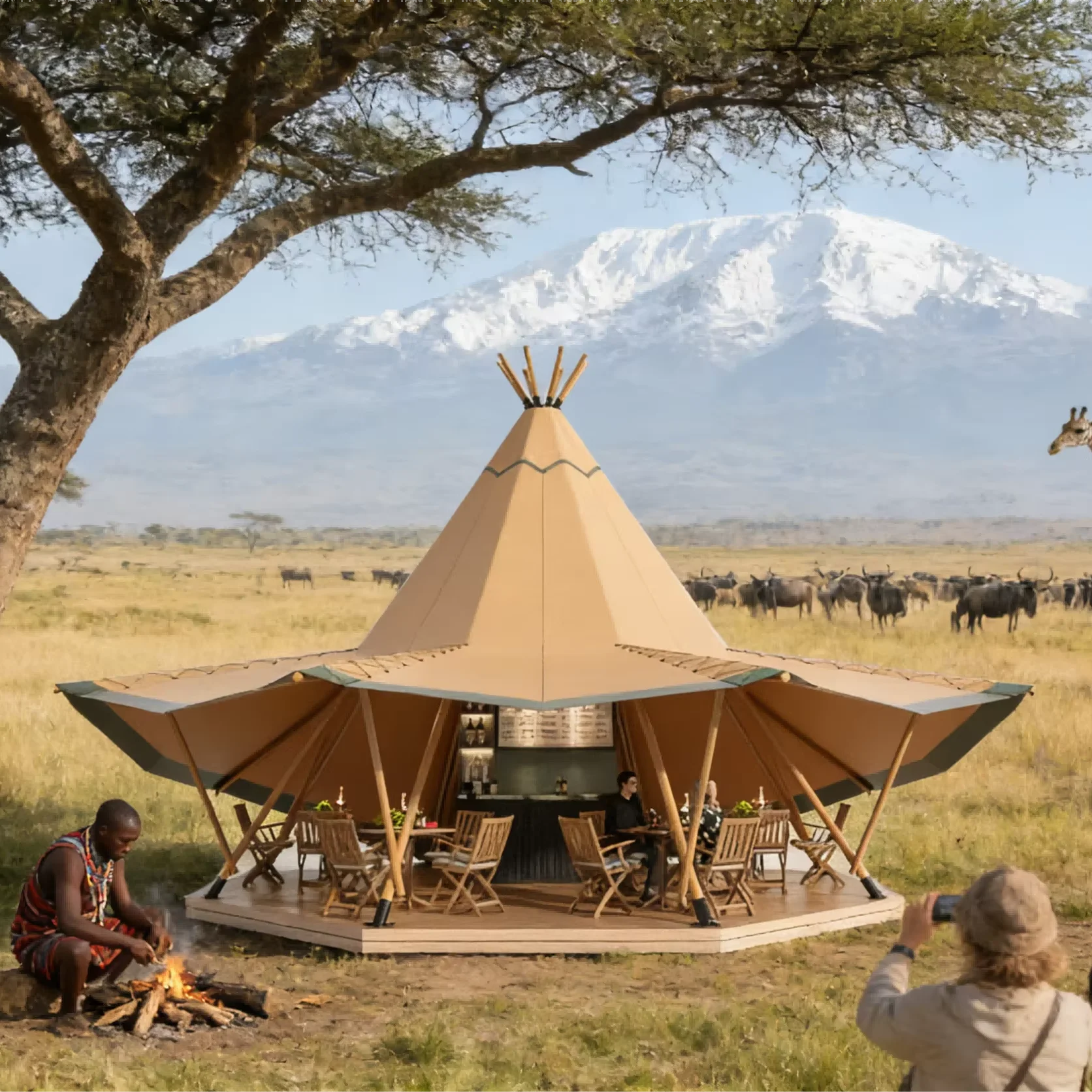 

Iconic Pyramid Glamping Tent | Large Canvas Tipi for Unique Resorts & Gatherings