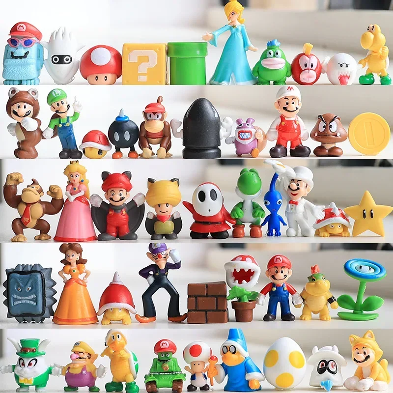 

48pcs Super Mario Bros Toys Anime Figures Mario Luigi Yoshi Bowser Odyssey Wario PVC Action Figure Toys Kids for Birthday Gifts