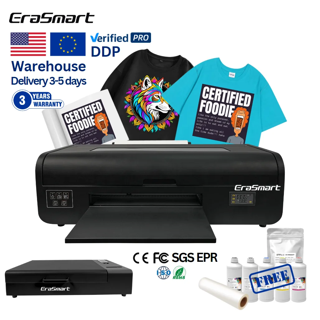 

Erasmart A3 Dtf Machine Printer 30Cm Impresora Dtf 1390&L1800 Canvas Printing Machine for All Textiles