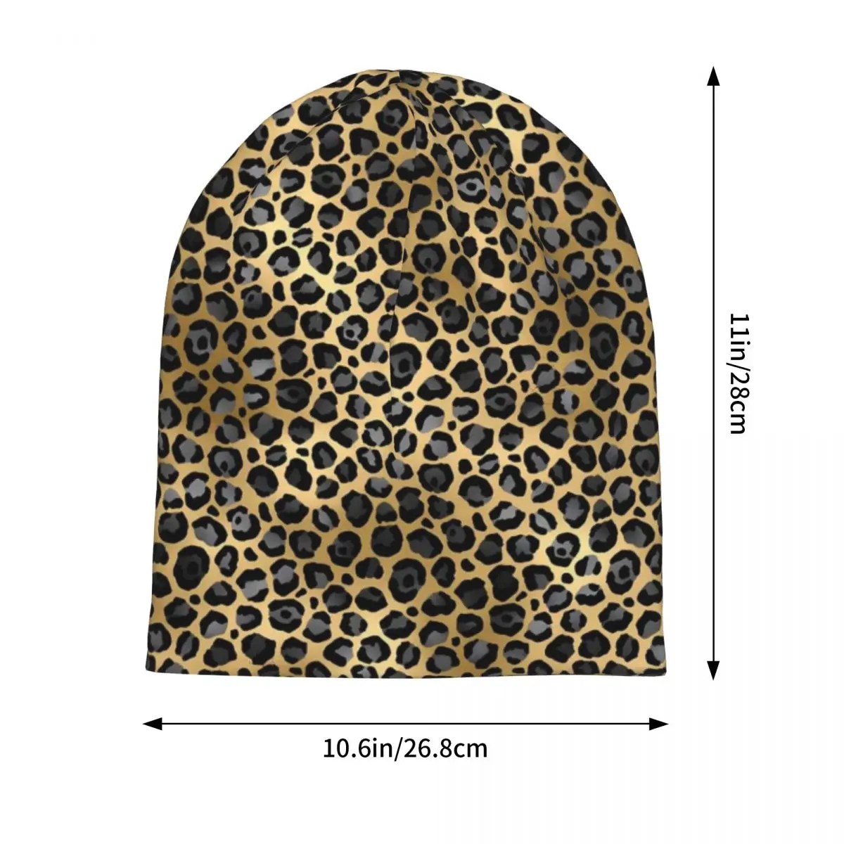 Leopard Spots Print Bonnet Hats Black and Gold Knit Hat Men Women Unisex Fashion Elastic Beanie Hats Spring Outdoor Design Caps