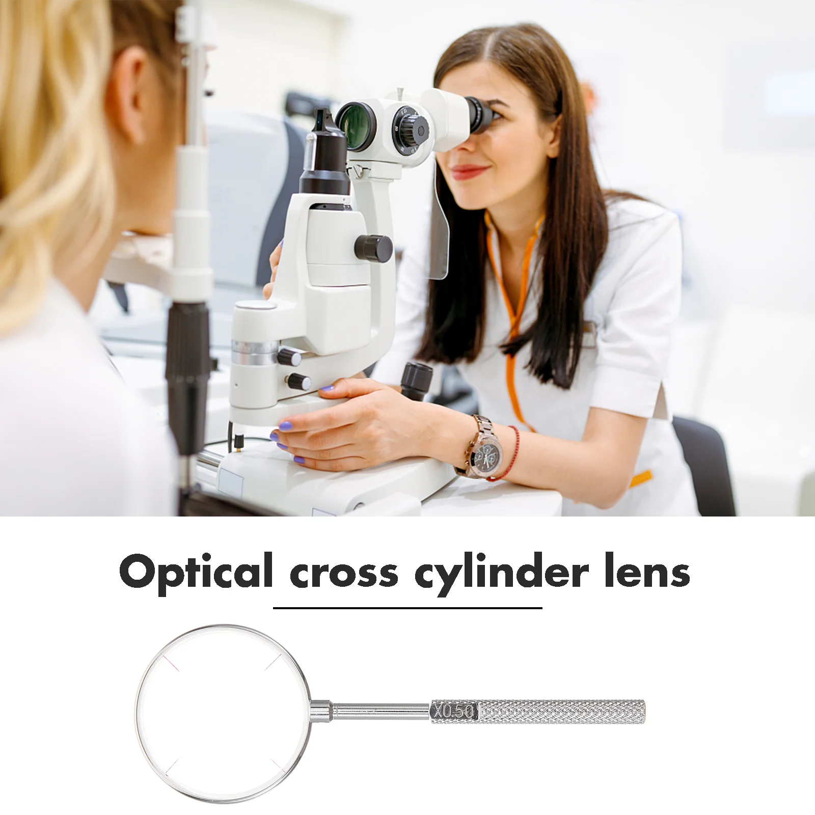 Portable Metal Handheld Optometry Tool Cross Cylinder Optical Lens for Accurate Eyesight Test and Optical Testing