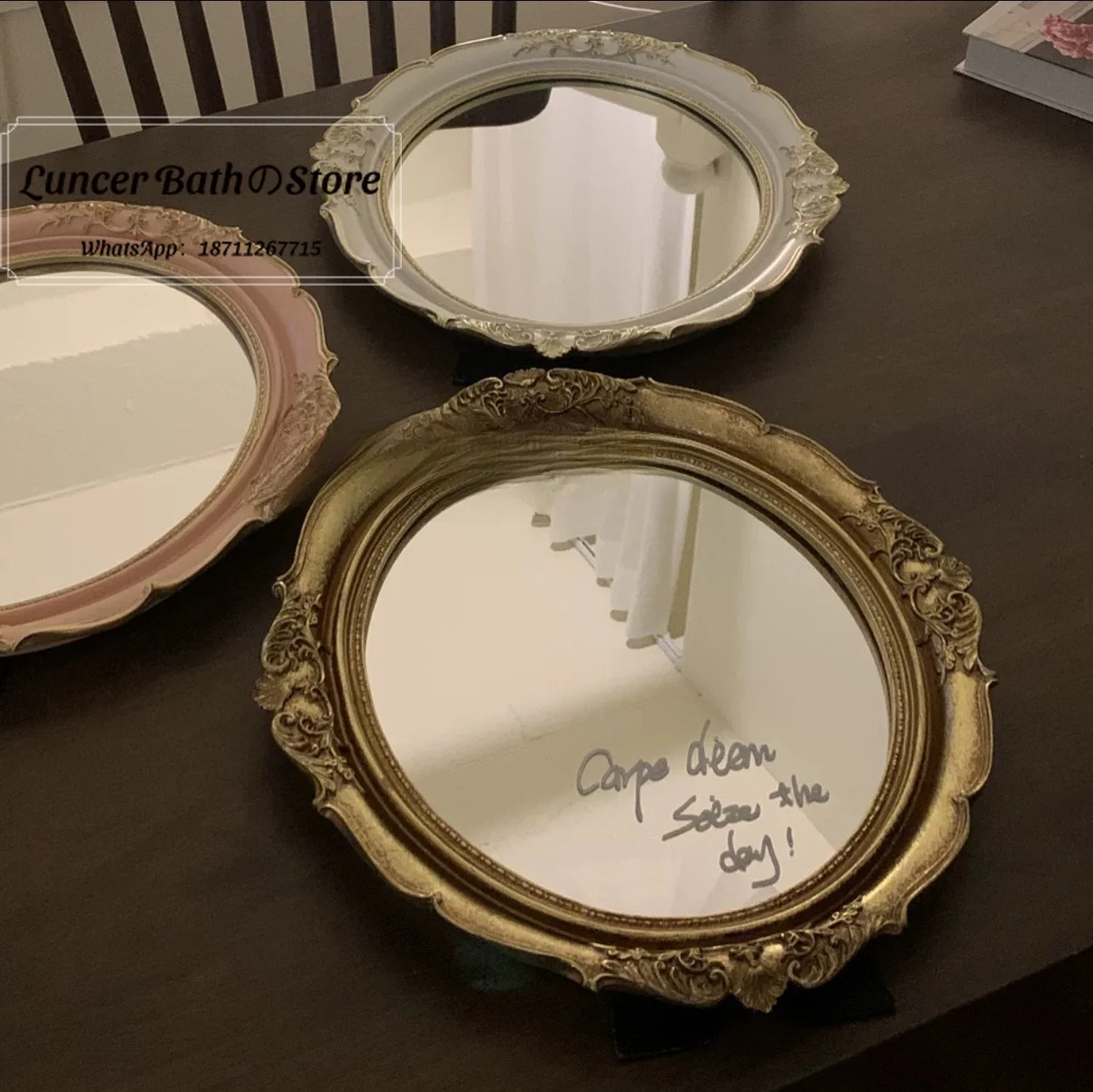Stylish Multi-color Vanity Mirror Retro INS Aesthetic Desktop Mirror Japanese Korean French Style Makeup Mirror