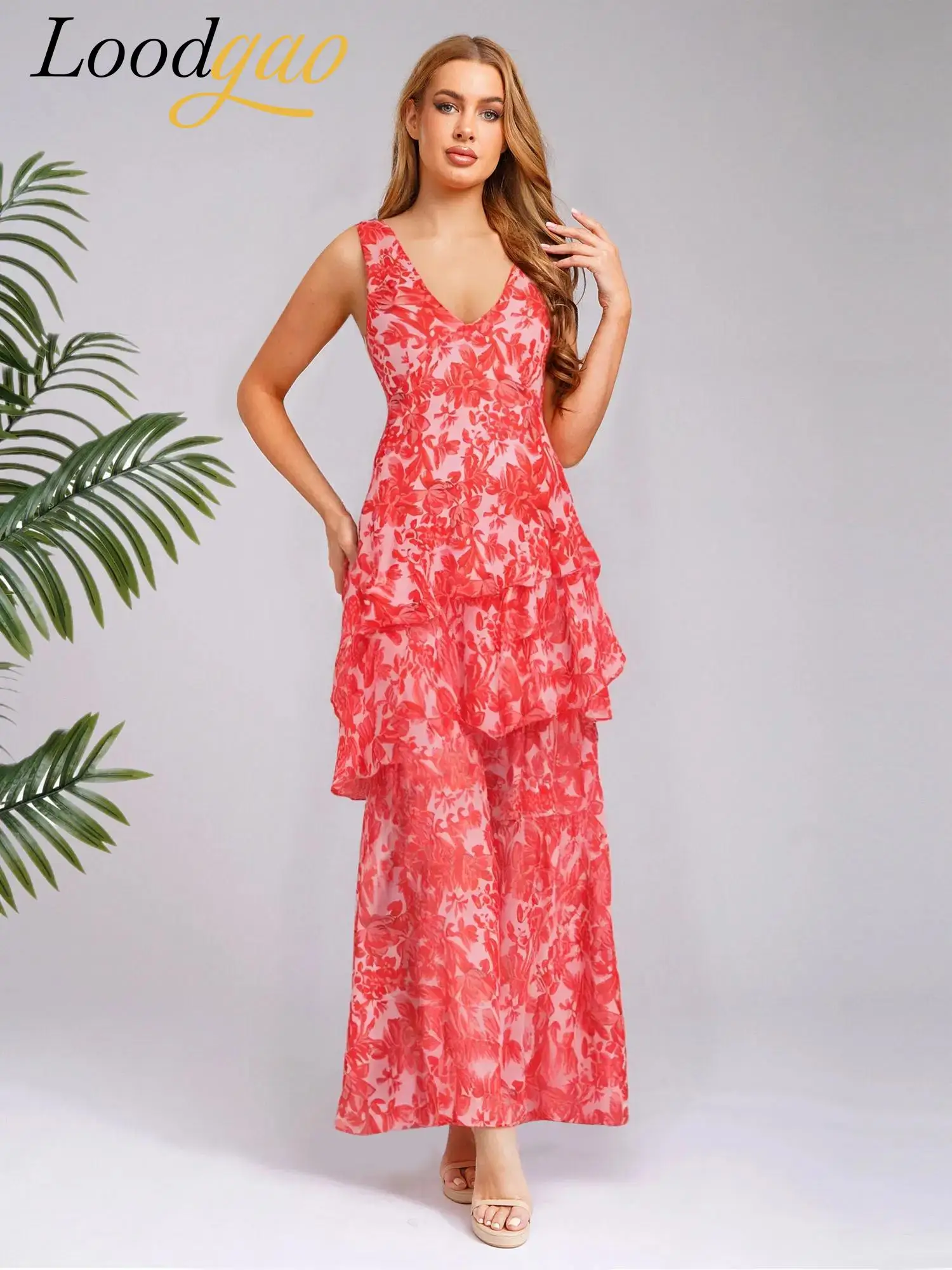 فستان نسائي أنيق عتيق مطبوع عليه زهور فساتين ماكسي بوهيمية مثيرة فستان بوهو لقضاء عطلة الشاطئ والصيف والسهرات