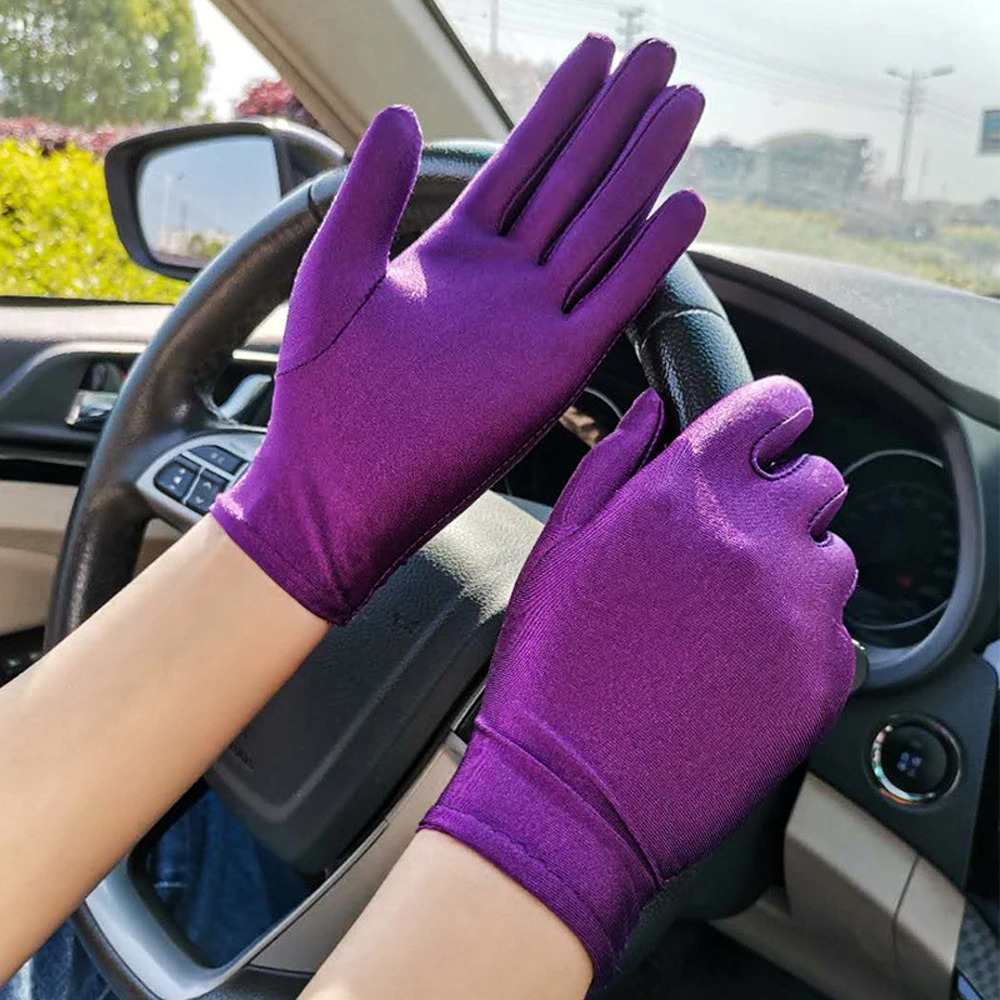

Women Cycling Spandex Elastic Summer Pure Color Anti-UV Sun Protection Driving Gloves Etiquette Gloves