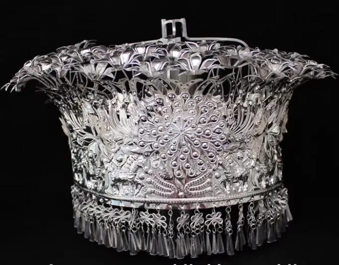 

Chinese Miao Headdress Minority Dance Hat Hmong Women Headwear Stage