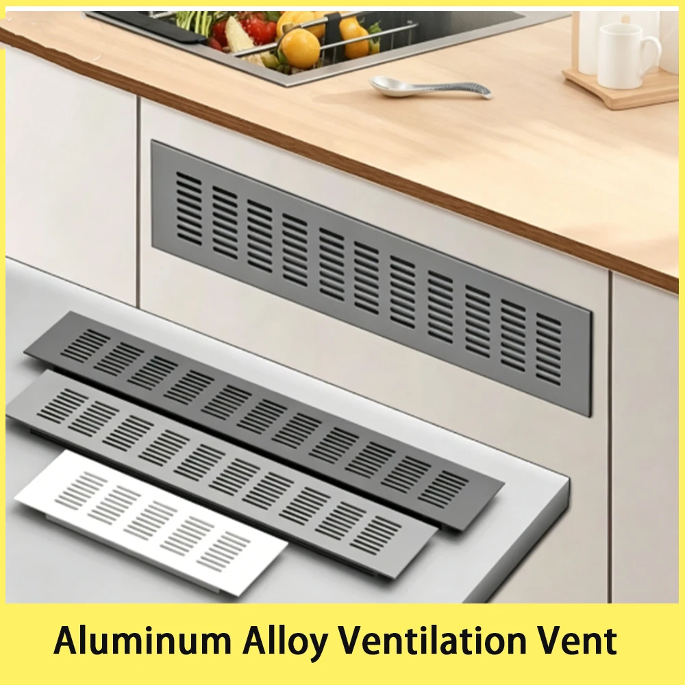 1Pcs Grey Rectangular Furniture Vent Hole Aluminum Cabinet Ventilation Panel Easy Install High Quality Cover Louver Hole Plate