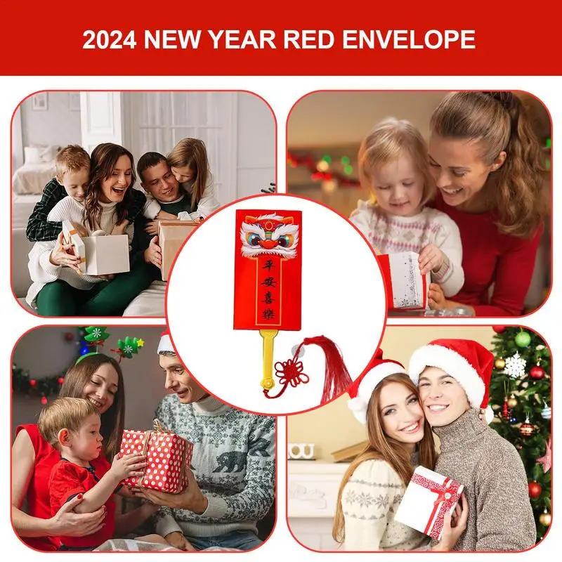 Kerstcadeaukaart Envelop Chinese Rode Envelop Waaiervormige Rode Zakken Hongbao Bronzing Rode Envelop Voor Nieuwjaarsdecoratie