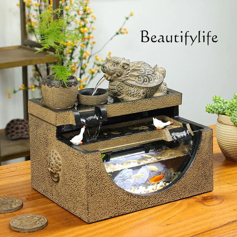 X36 Chinese Creative Fish Tank, Fish Farming, Flowing Water Ornament, Dragon Turtle Circulating Water To Generate Wealth Landsca
