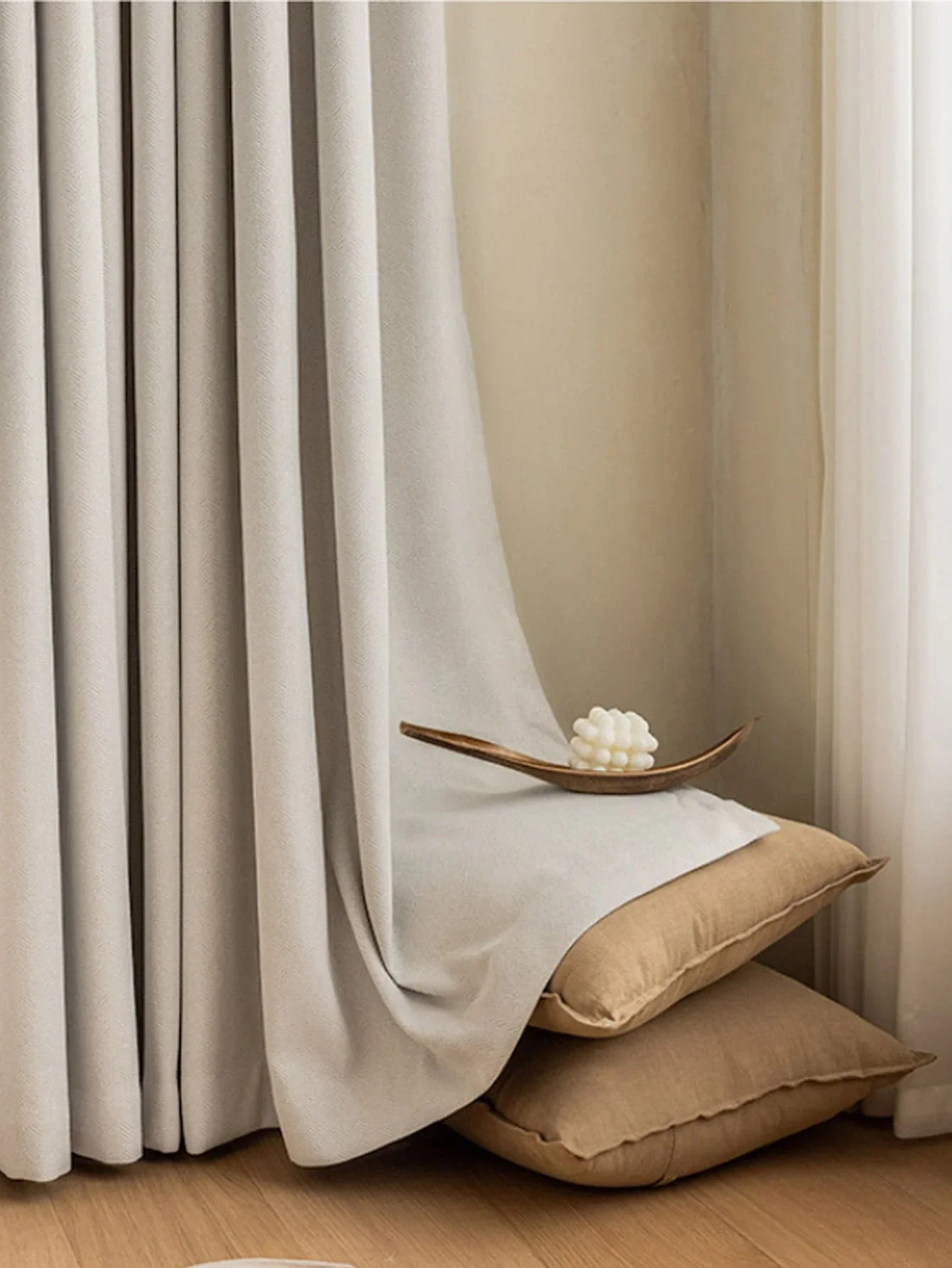 Living Room Bedroom Curtains Rod Pocket 1PC Herringbone Pattern Chenille Jacquard Thickened