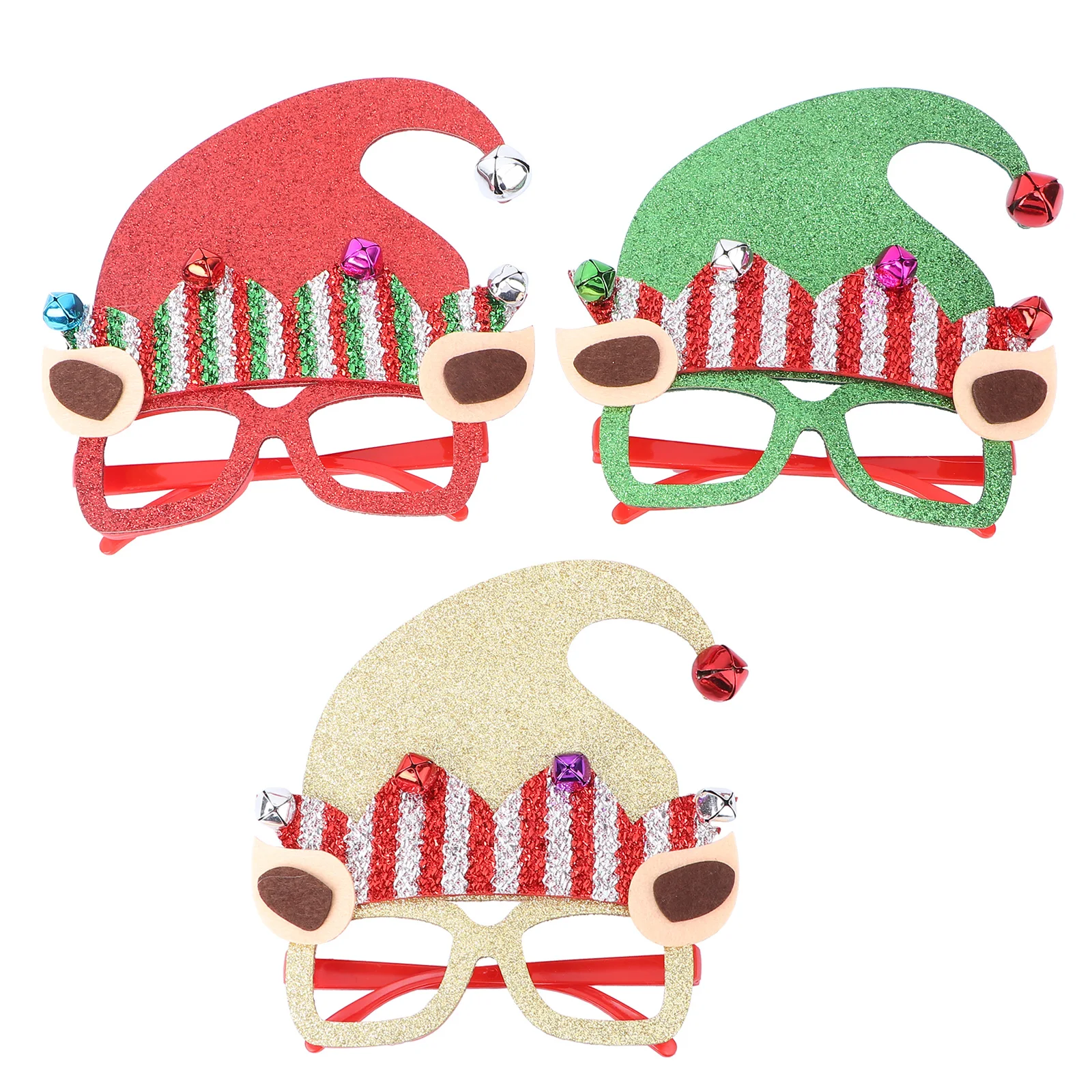 

3pcs Christmas Eyeglasses Kids Plastic Cotton Funny Party Props Festival Decorative Glasses Creative Costume Wearing