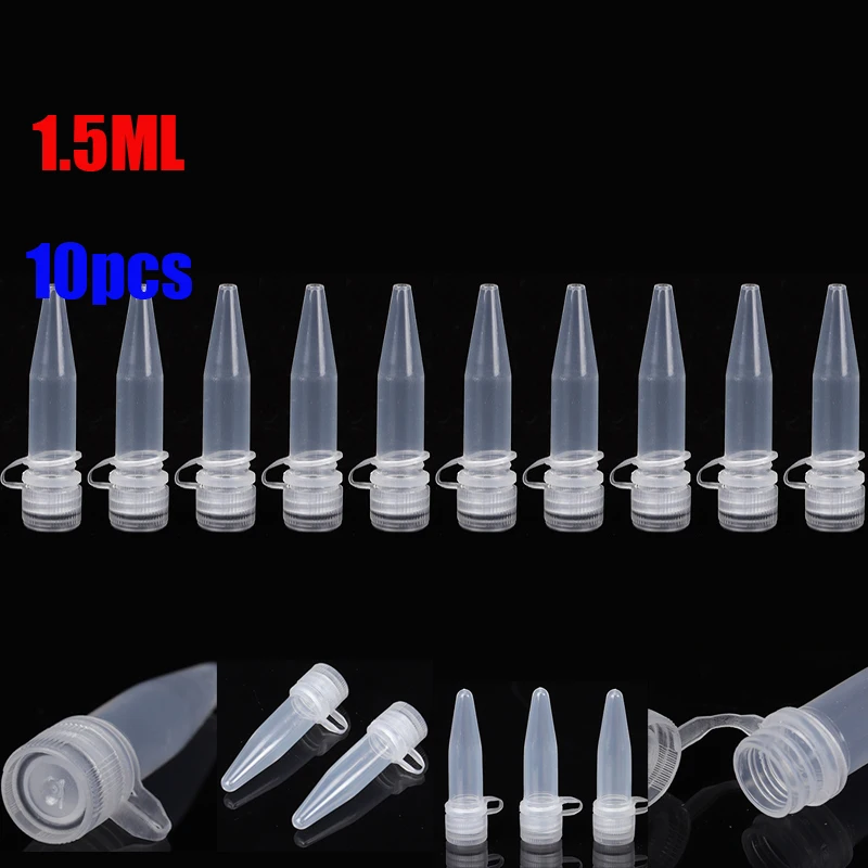 Mini 1.5ml Centrifuge Tube with 10 Test Tubes Transparent Plastic with Gaskets Container  Scientific Laboratory Testing Access