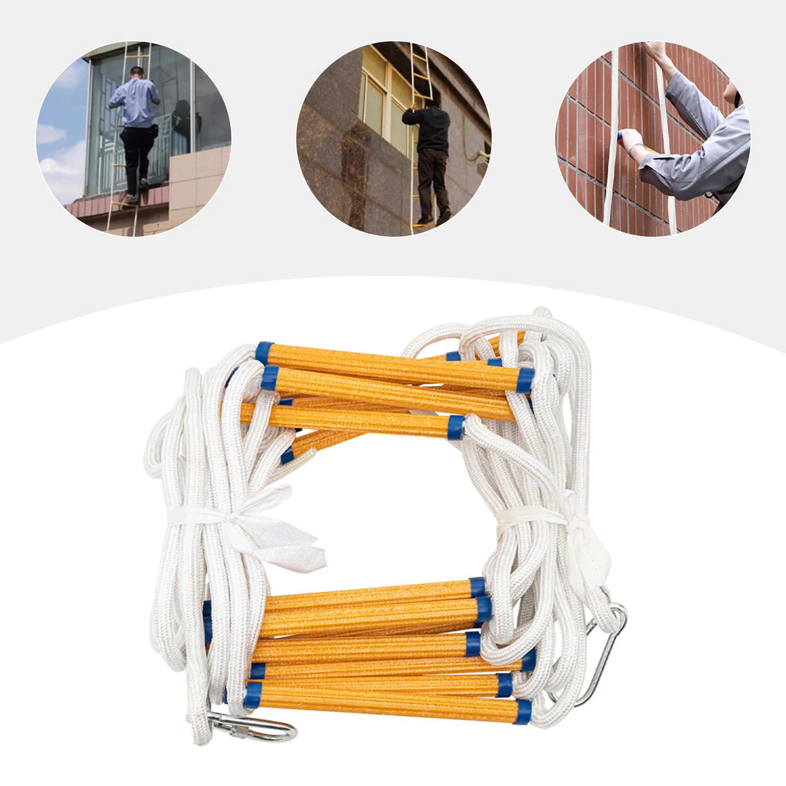 (7,5 m) Brandladder met 2 karabijnhaken Touwladder Brandwerende reddingsladder Brandbestrijding Noodhulp Levensreddend tot 200 kg