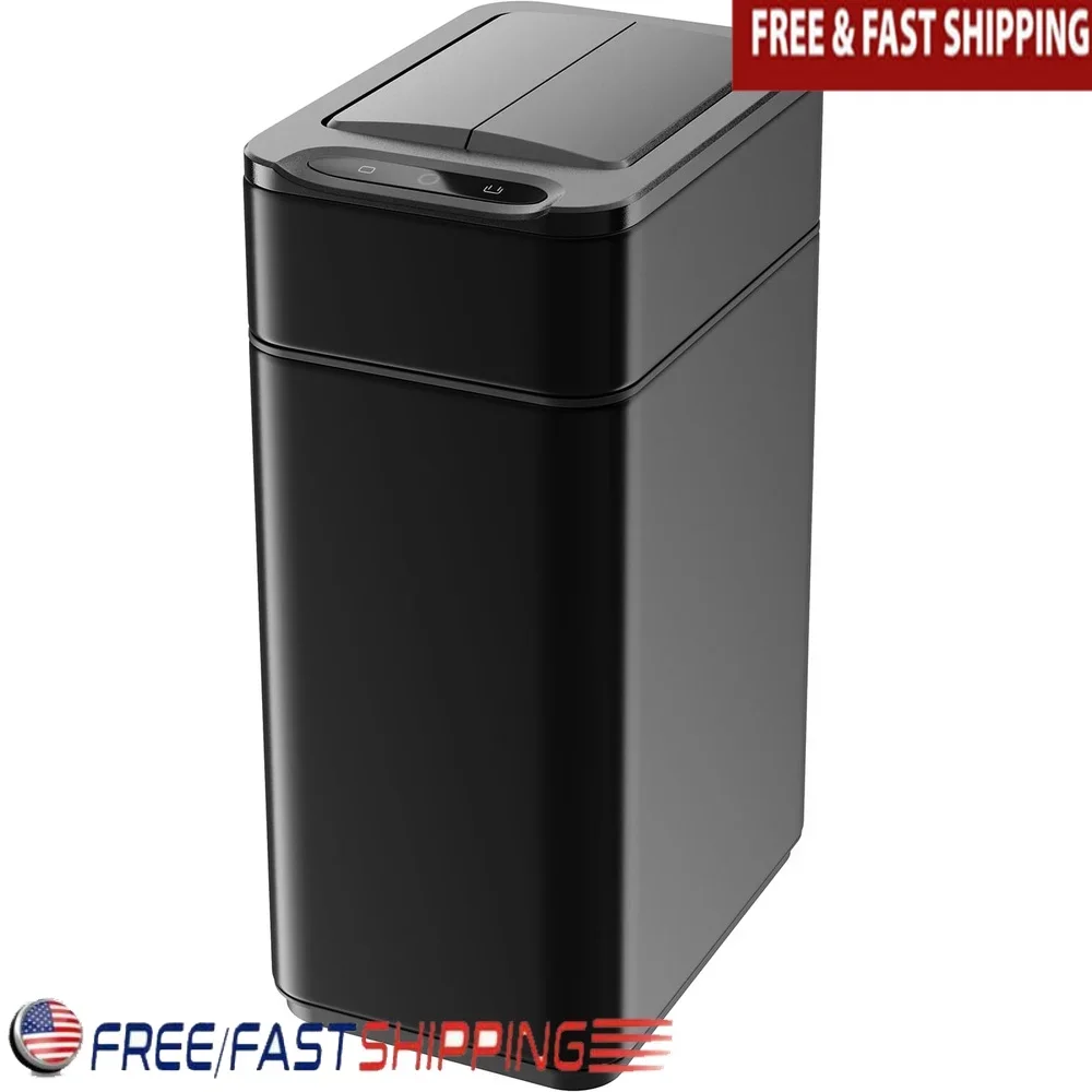 Durable Motion Sensor Trash Can Butterfly Lid Battery-Powered Compact Waste Bin Easy Clean Space-Saving Kitchen Bathroom Home