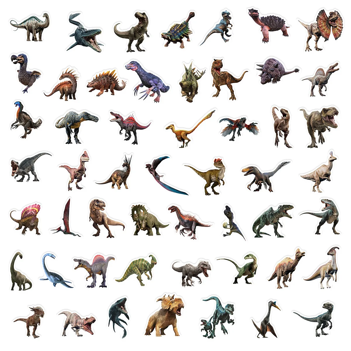 50PCS Realistic Dinosaur World Graffiti Sticker Cute Cartoon Decal For Laptop Phone Guitar Cup Skateboard Waterproof Sticker