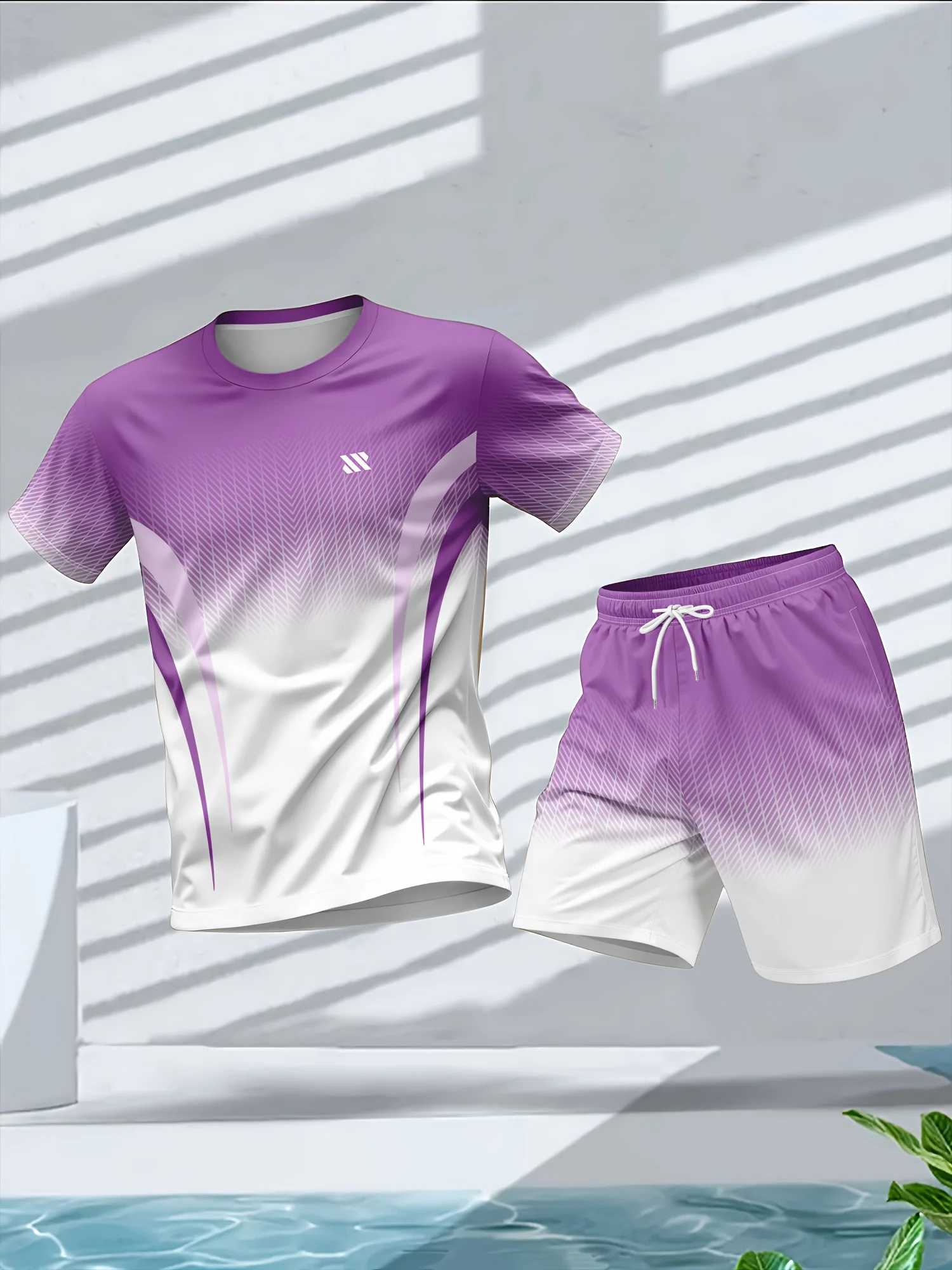 الرجال الصيف أزياء شخصية اللون المطبوعة مريحة تنفس جولة الرقبة تي شيرت السراويل مجموعة في الهواء الطلق ملابس رياضية كاجوال