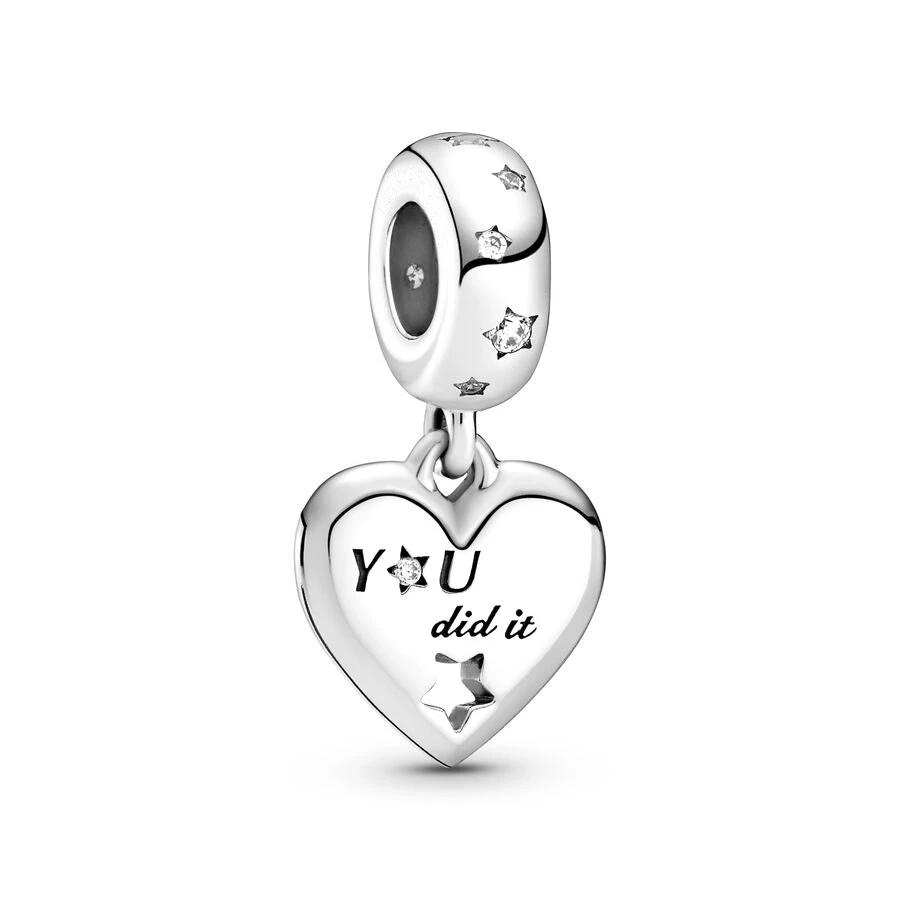 Congratulations Heart Necklace And Butterflies Clip Charm Bead Fit Original European 925 Sterling Silver Bracelet DIY Jewelry