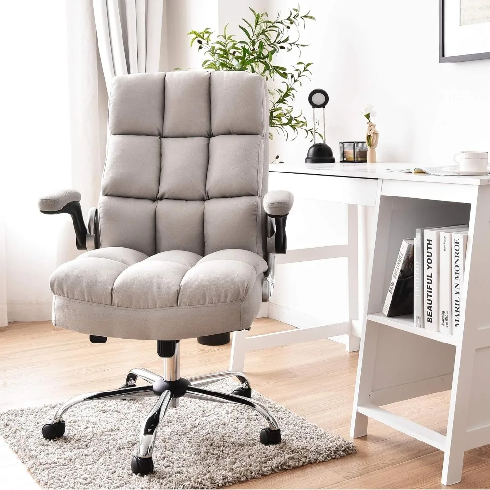 Silla de oficina ergonómica, silla de escritorio ejecutiva grande y alta con respaldo alto para ordenador, cómoda silla tapizada para oficina en casa