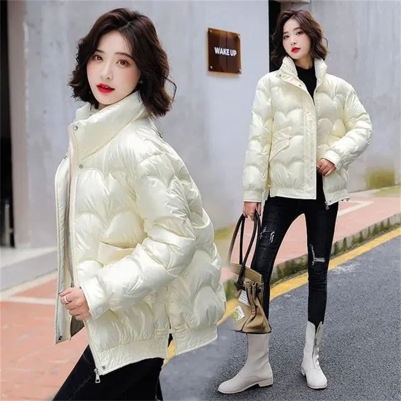 Winter Jacket Women 2023 New Glossy Down Cotton Coat Winter Warm Down Jacket Parkas Thick Warm Cotton-Padded Coat Outwear Female