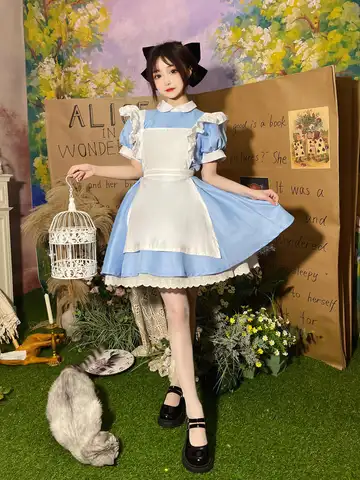 코스프레 의상 로리타 드레스 메이드 앞치마 환타지아 카니발 할로윈 의상 여성용 가장 무도회 파티