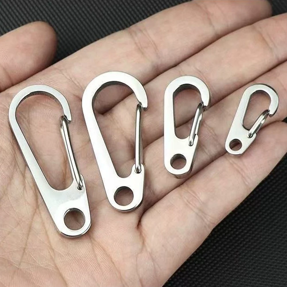 2pcs Stainless Steel Small Mini Carabiner Clip Spring Snap Hook Keychains for DIY  Key Rings Camping Backpack Jewelry Accessory