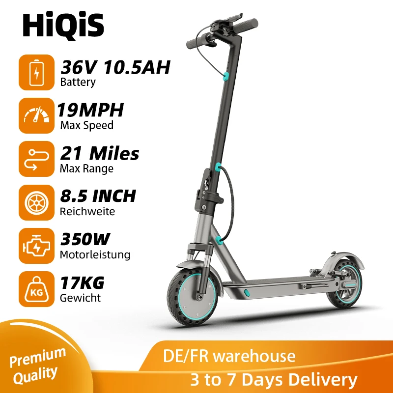 HiQiS D8 pro 350W puissant Scooter électrique 30KM gamme 8.5 pouces pneu solide trottinette électrique 10.5Ah 30 KM/H e-scooters