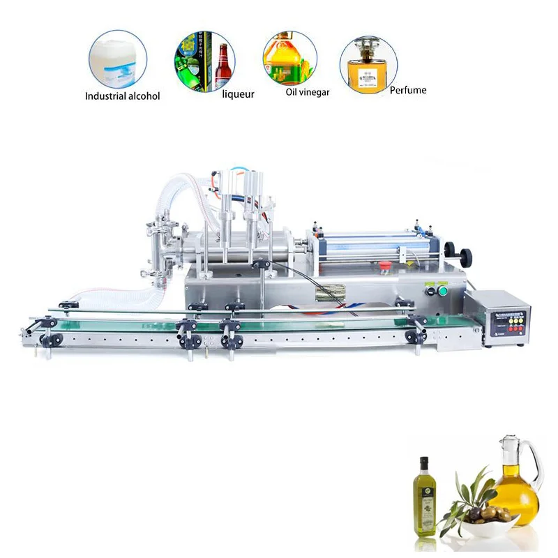 Beverage Red Wine Milk Olive Oil Quantitative Liquid Filling Machine Horizontal Pneumatic Double Nozzle Liquid Filling Machine