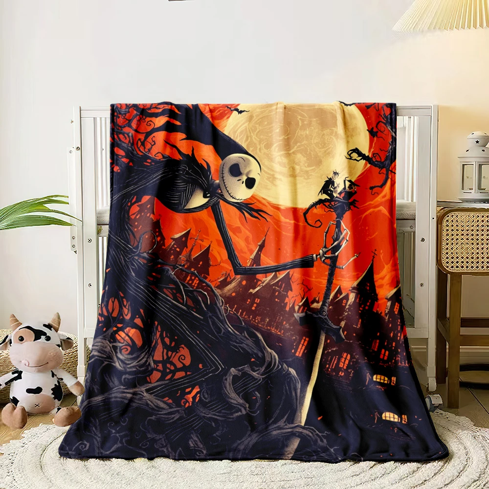 MINISO Nightmare Before Christmas Print Blanket.Warm and Comfortable Flannel,Bedroom,Sofa,Bed,Chair Picnics,Trip, Camp,Blankets.