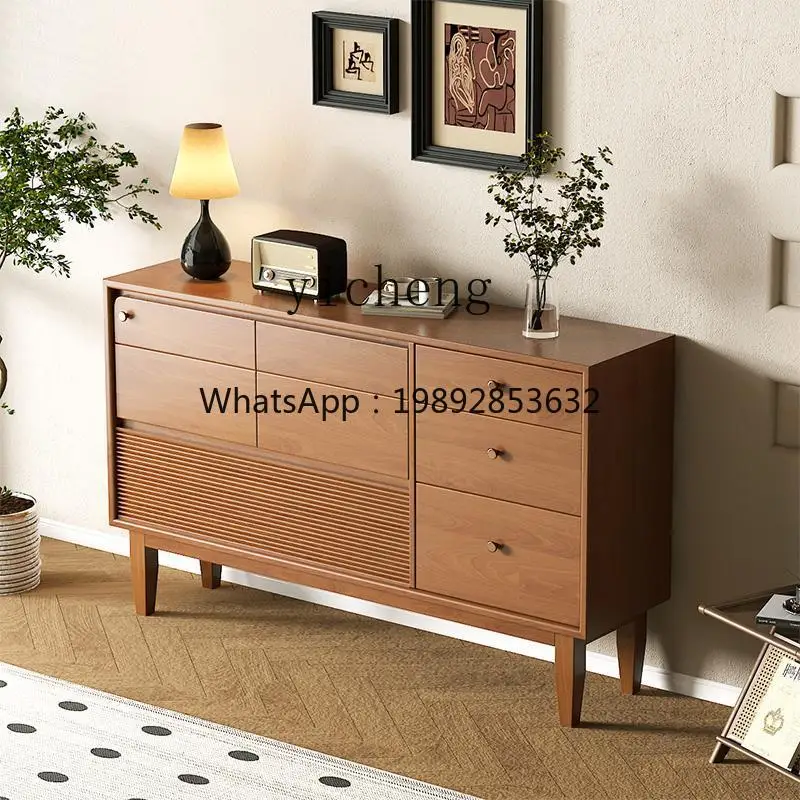 ZZ solid wood dining side storage storage eight bucket cabinet living room simple modern light luxury living room decoration