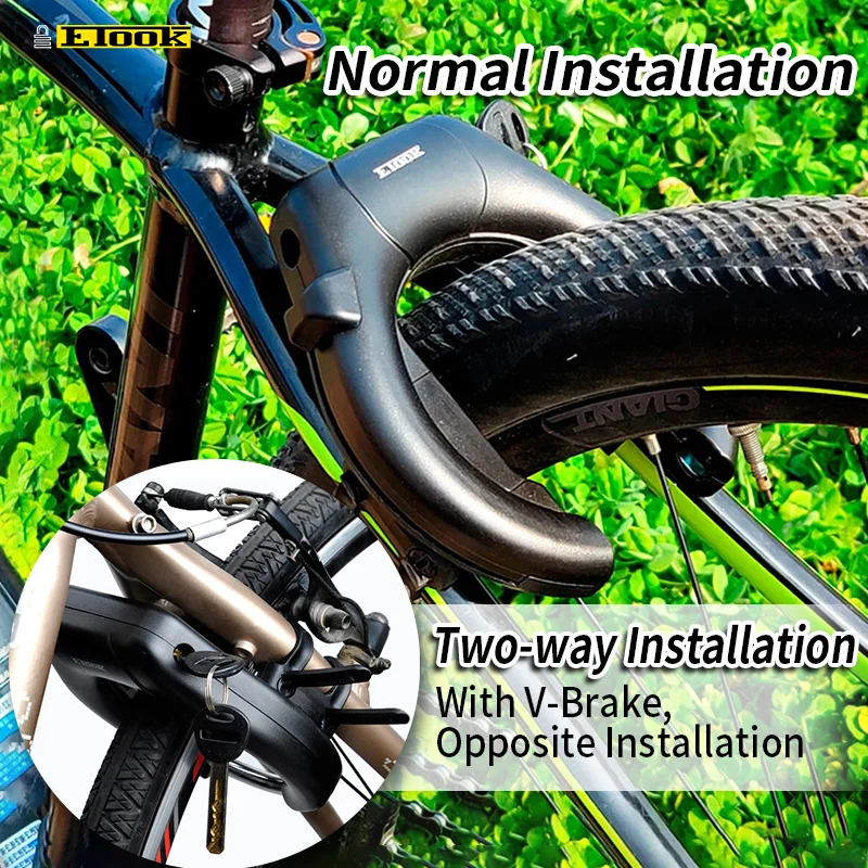 ETOOK Bike Horseshoe Lock Anti-Theft Bike Hardened Steel Pipe Lock Portable High Safety Road Mountain Durable Bicycle Lock